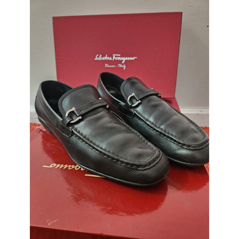 Salvatore Ferragamo Black Leather Loafers Men's SizeSalvatore Ferragamo Black - Picture 3 of 12